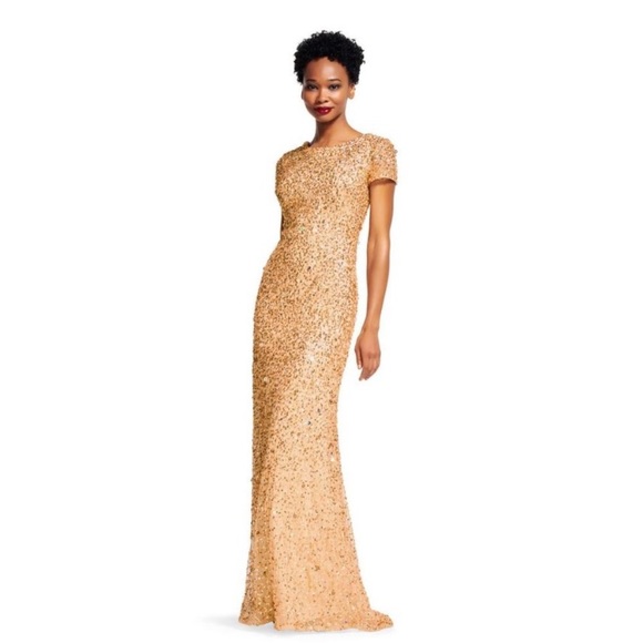 Adrianna Papell champ Gold sequin scoop neck dress - Picture 13 of 16